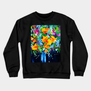 Friday Night Flowers - Abstract Floral Painting Crewneck Sweatshirt